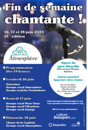 Fin de semaine chantante 2019 organisée par le Groupe vocal Atmosphère